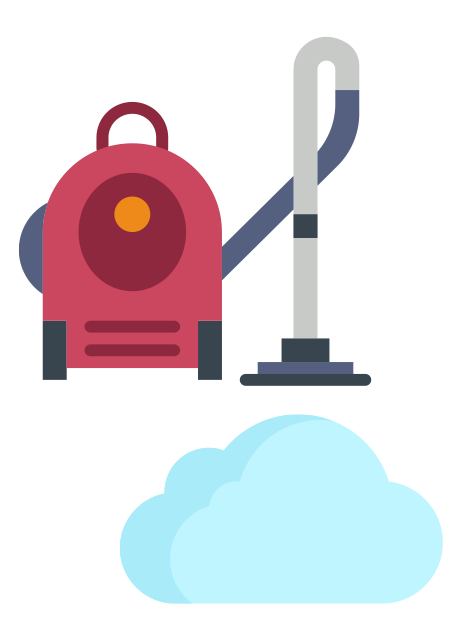 Vacuum cleaner above a cloud