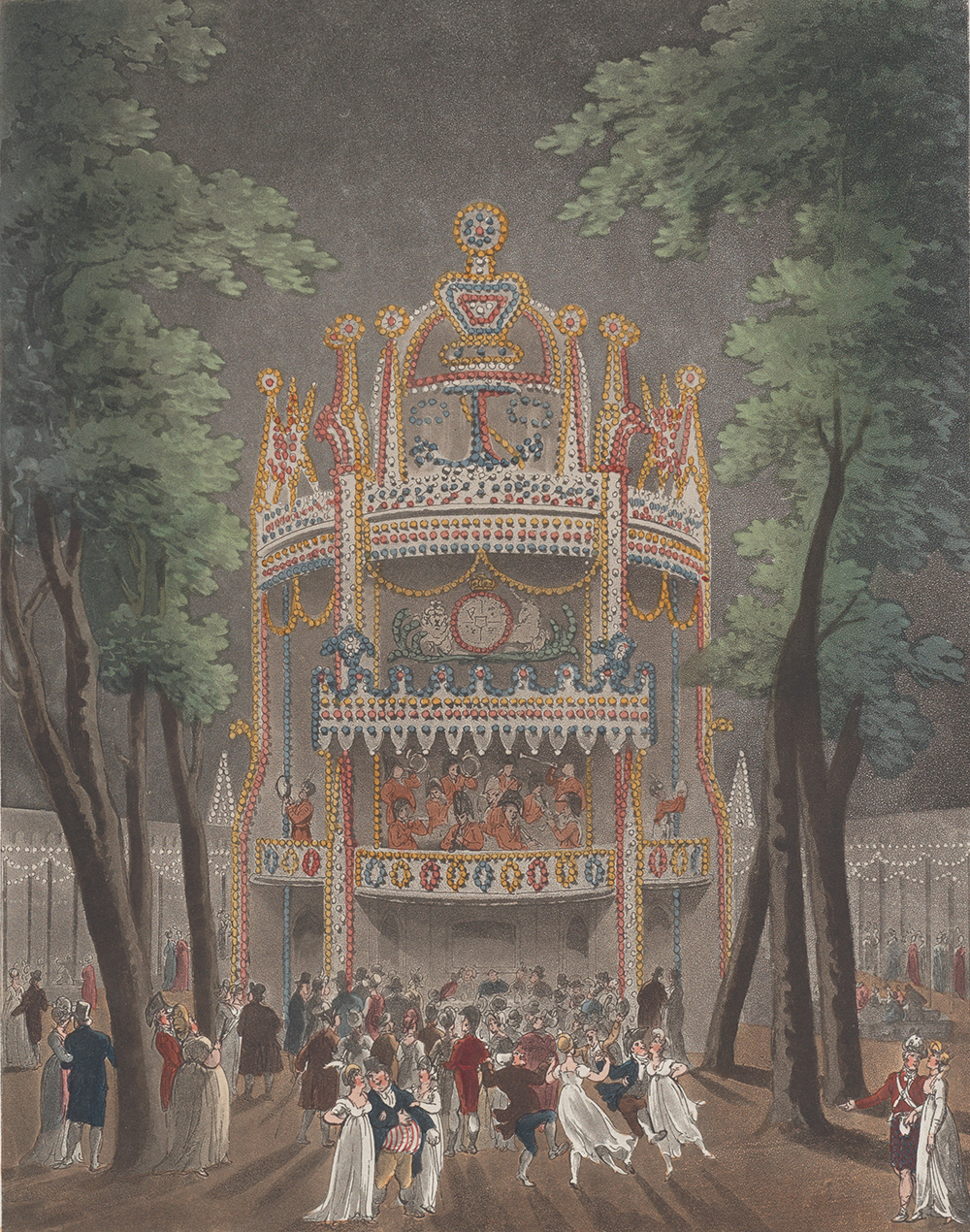 Vauxhall Garden, by Thomas Rowlandson, 1809. The Metropolitan Museum of Art, The Elisha Whittelsey Collection, The Elisha Whittelsey Fund, 1959.