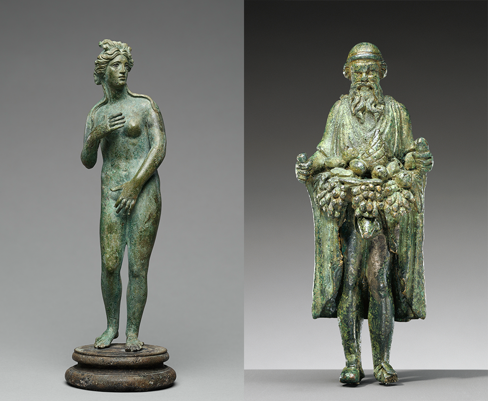 (L) Statuette of Venus and (R) statuette of Priapus, Roman, c. 100–200. The J. Paul Getty Museum, digital images courtesy of the Getty’s Open Content Program.