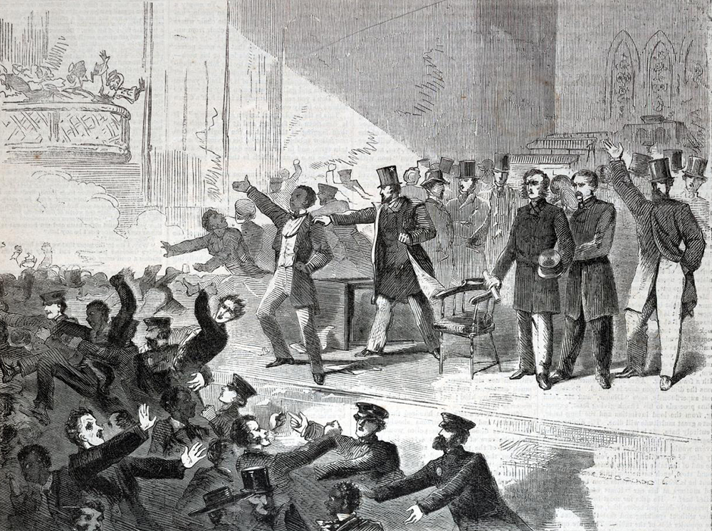 Expulsion of Abolitionists from Tremont Temple on December 3, 1860, by Winslow Homer, 1860. Smithsonian American Art Museum, The Ray Austrian Collection, Gift of Beatrice L. Austrian, Caryl A. Austrian and James A. Austrian.