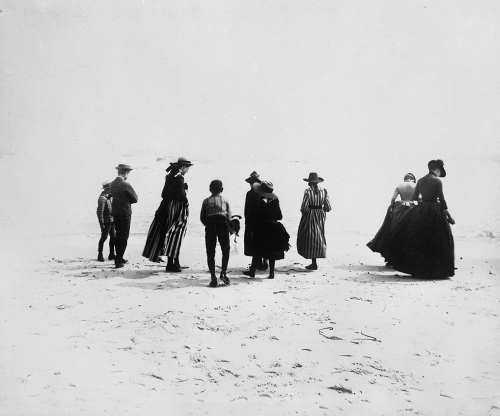 Photograph of a small group of adults and children in dresses and suits on the beach, Coney Island, Brooklyn, by Breading G. Way, c. 1888. Brooklyn Museum, Brooklyn Museum/Brooklyn Public Library, Brooklyn Collection.