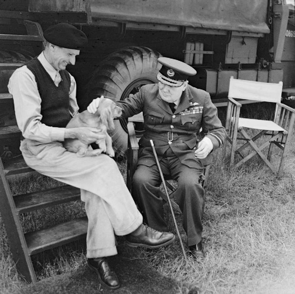 Winston Churchill visits Normandy, August 1944. Imperial War Museums.