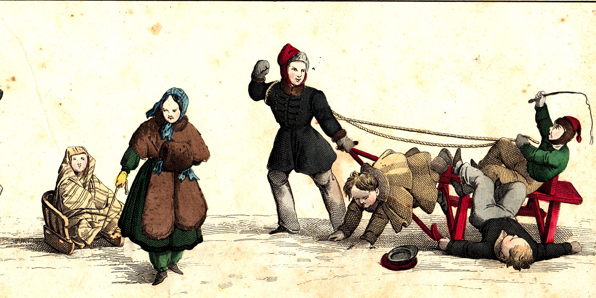 Illustration of people on sledges from a German children’s book, c. 1850. Archive of the author.