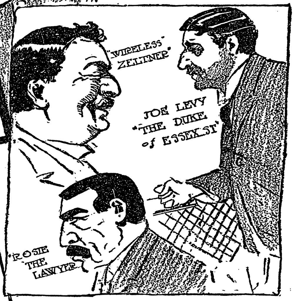 Illustration of Louis “Wireless” Zeltner from “Lights and Shades of Life in a City Court: Essex Market, the Most Foreign of New York’s Dispensaries of Justice, Is Filled with Strange Tongues and Picturesque Persons,” New York Times, March 29, 1908.
